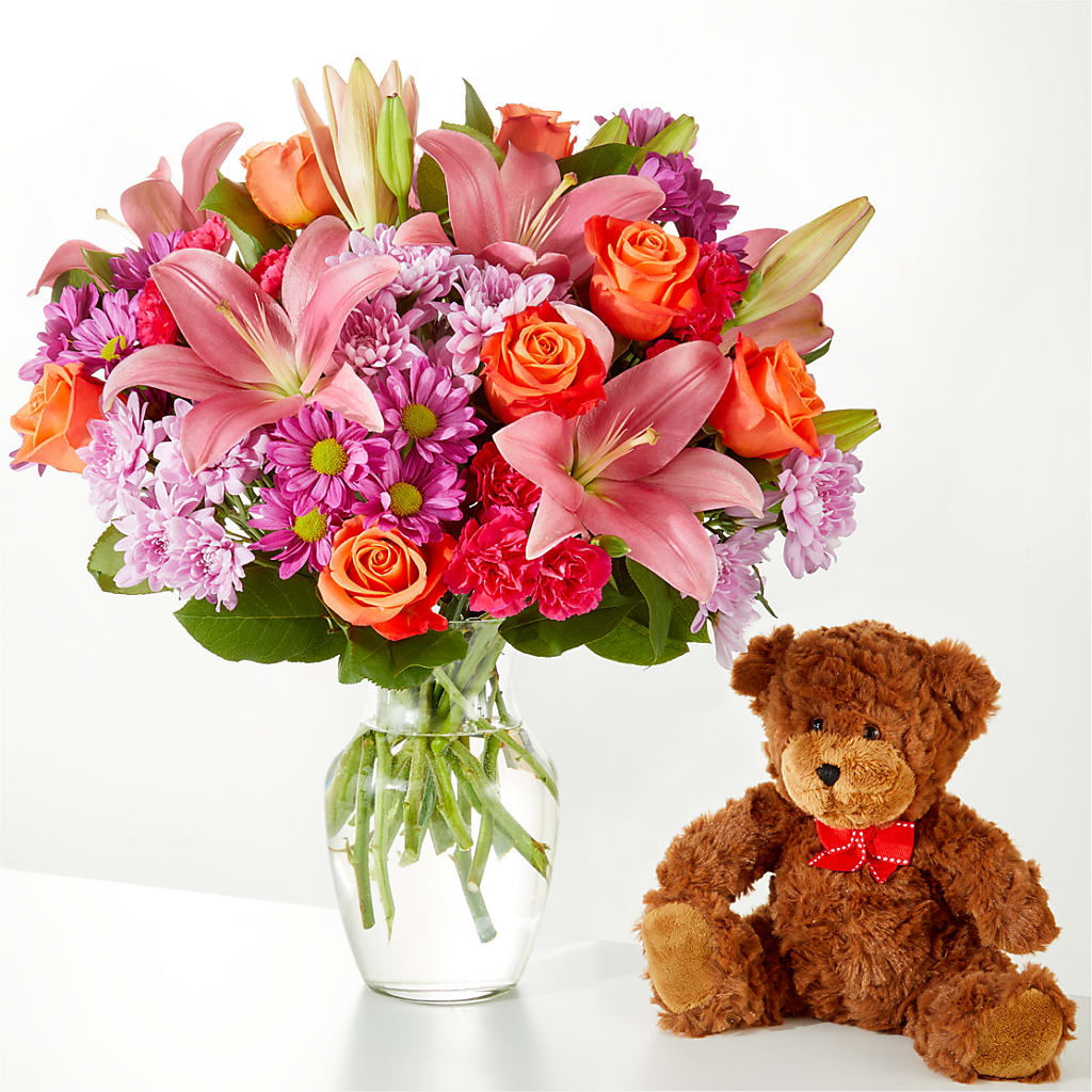 One and Only Bouquet and Bear Bundle – Poplar Flower Shop, Terre Haute IN