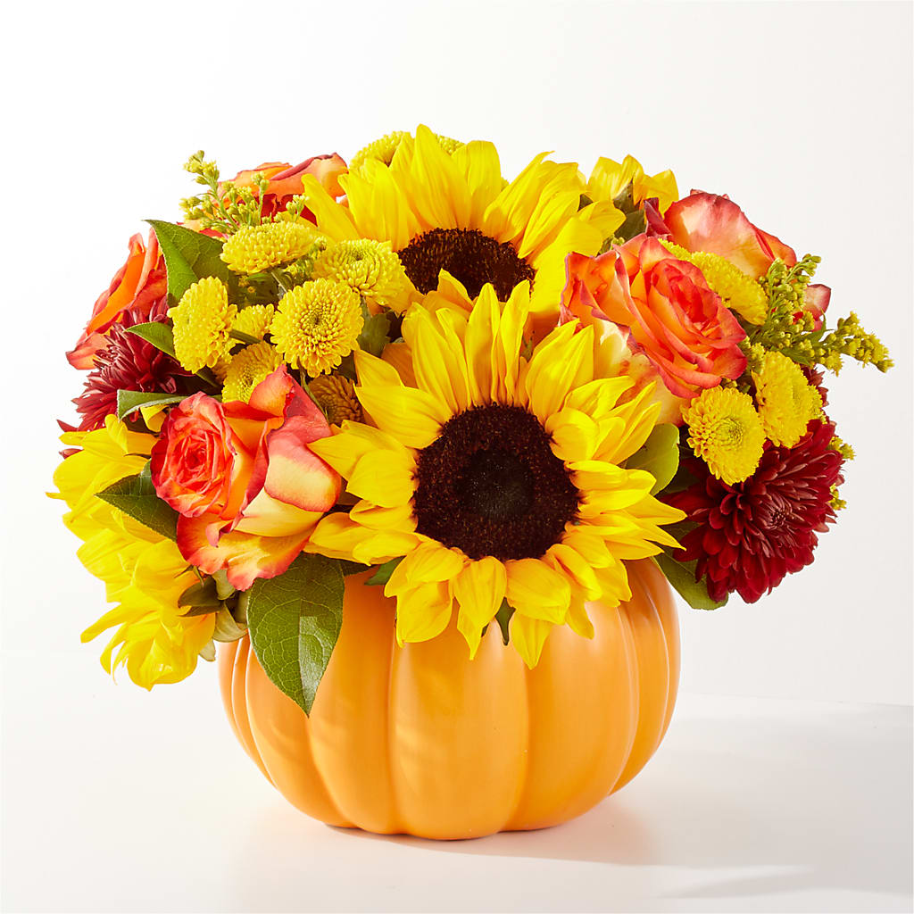 Golden Gourd Pumpkin Bouquet – Poplar Flower Shop, Terre Haute IN