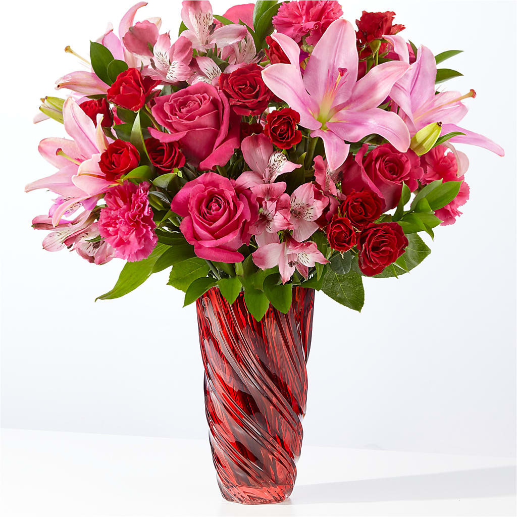 In Love Bouquet with Luxe Swirl Vase – Poplar Flower Shop, Terre Haute IN