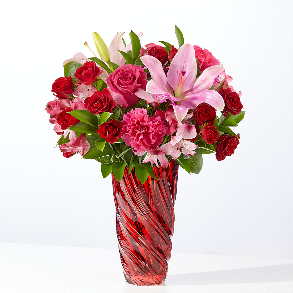 In Love Bouquet with Luxe Swirl Vase – Poplar Flower Shop, Terre Haute IN