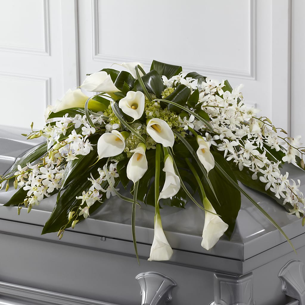 Angel Wings Casket Spray – Poplar Flower Shop, Terre Haute IN