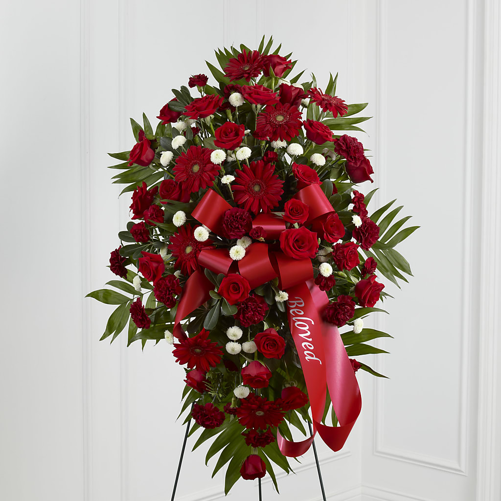 Treasured Memories Standing Spray – Poplar Flower Shop, Terre Haute IN