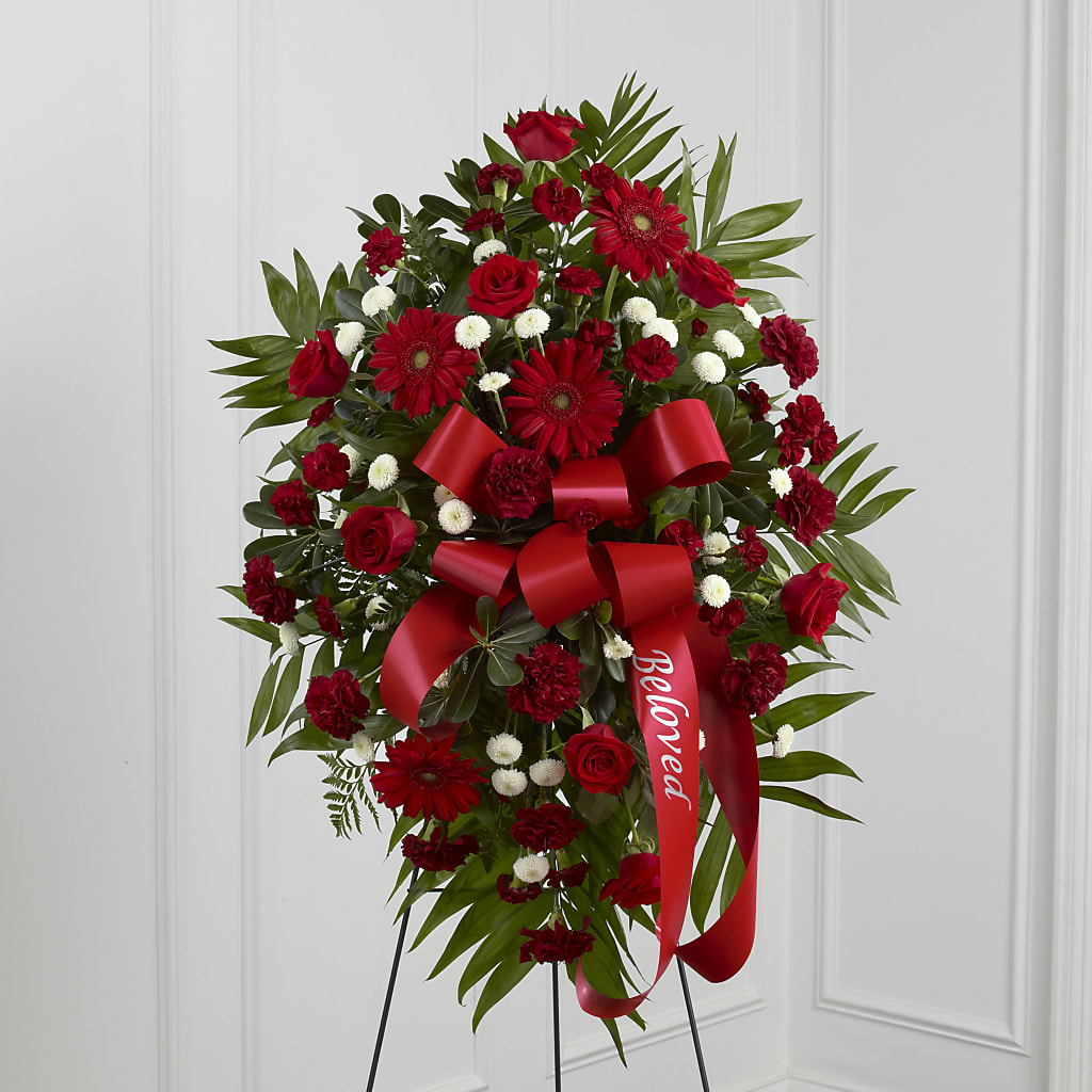 Treasured Memories Standing Spray – Poplar Flower Shop, Terre Haute IN