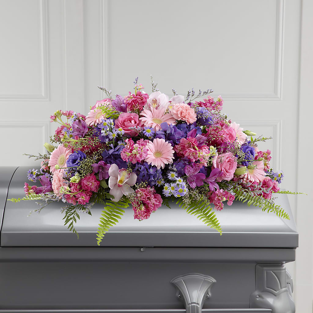 Glorious Garden Casket Spray – Poplar Flower Shop, Terre Haute IN