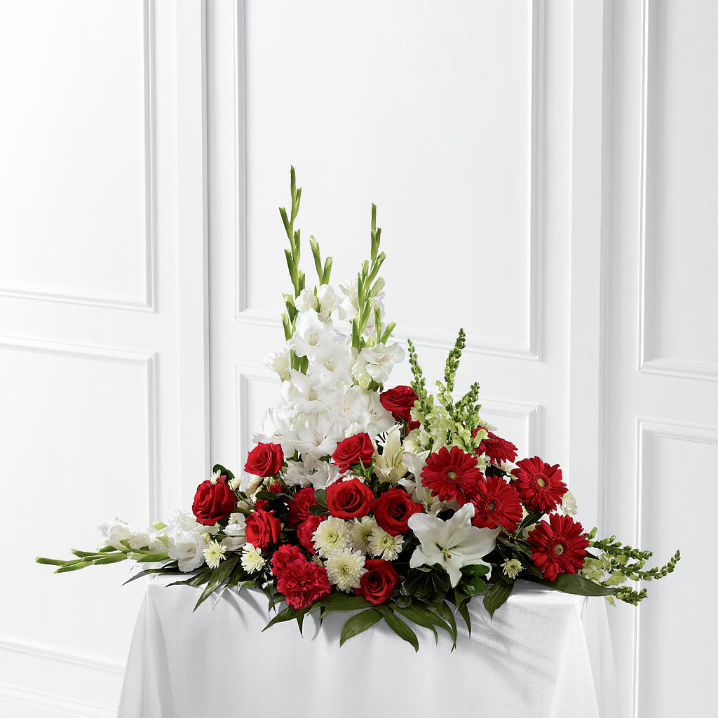 Crimson & White Arrangement – Poplar Flower Shop, Terre Haute IN