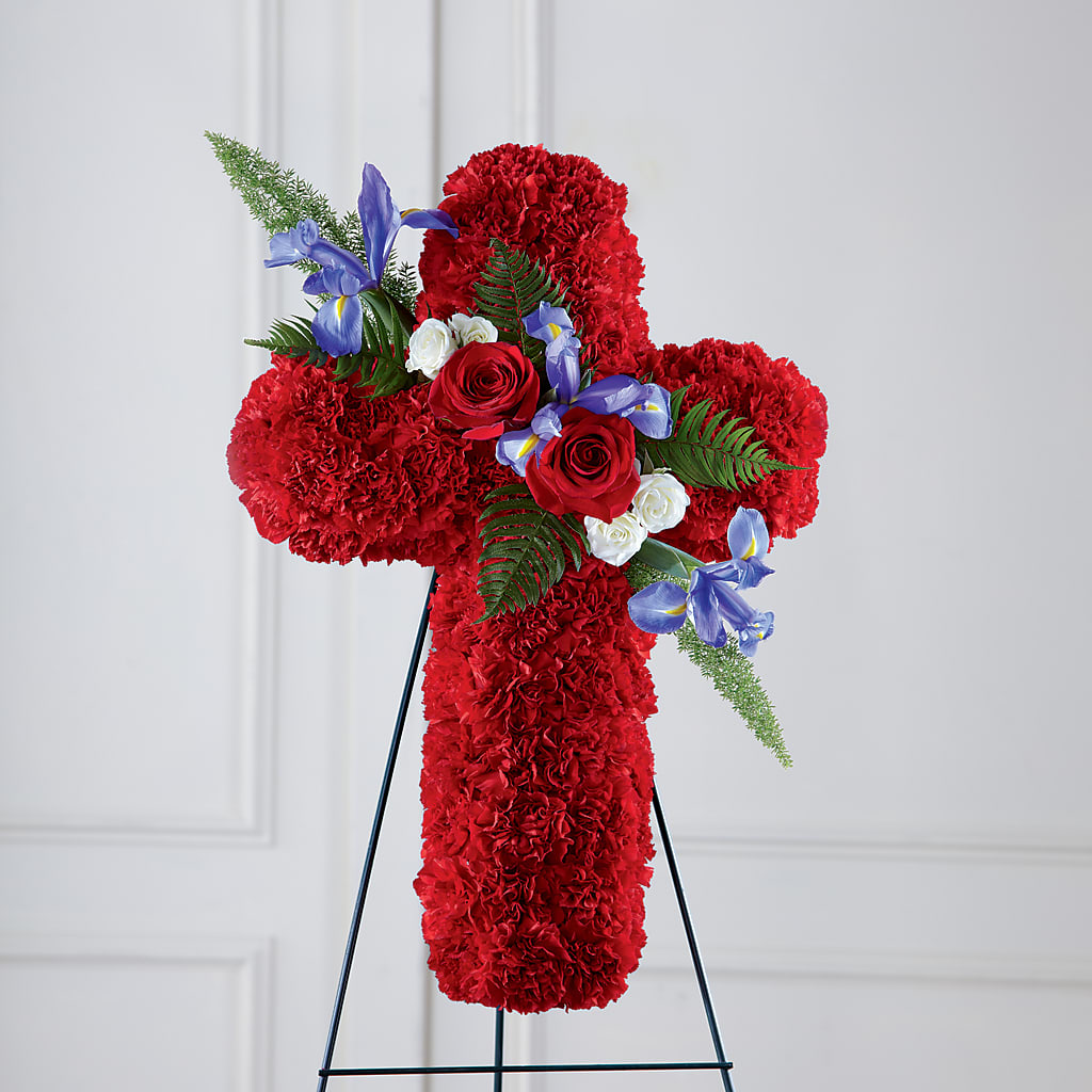 Faithful Hero Floral Cross – Poplar Flower Shop, Terre Haute IN