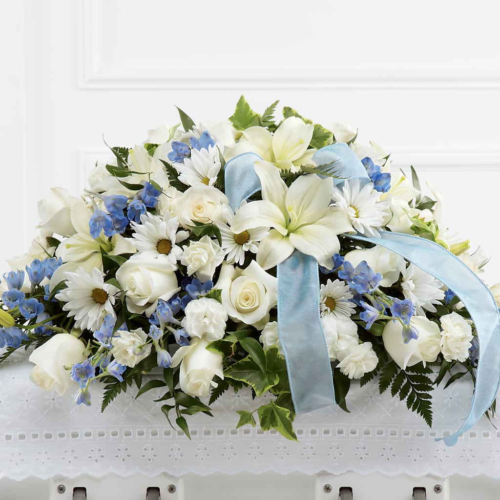 Tender Treasure Casket Spray – Poplar Flower Shop, Terre Haute IN