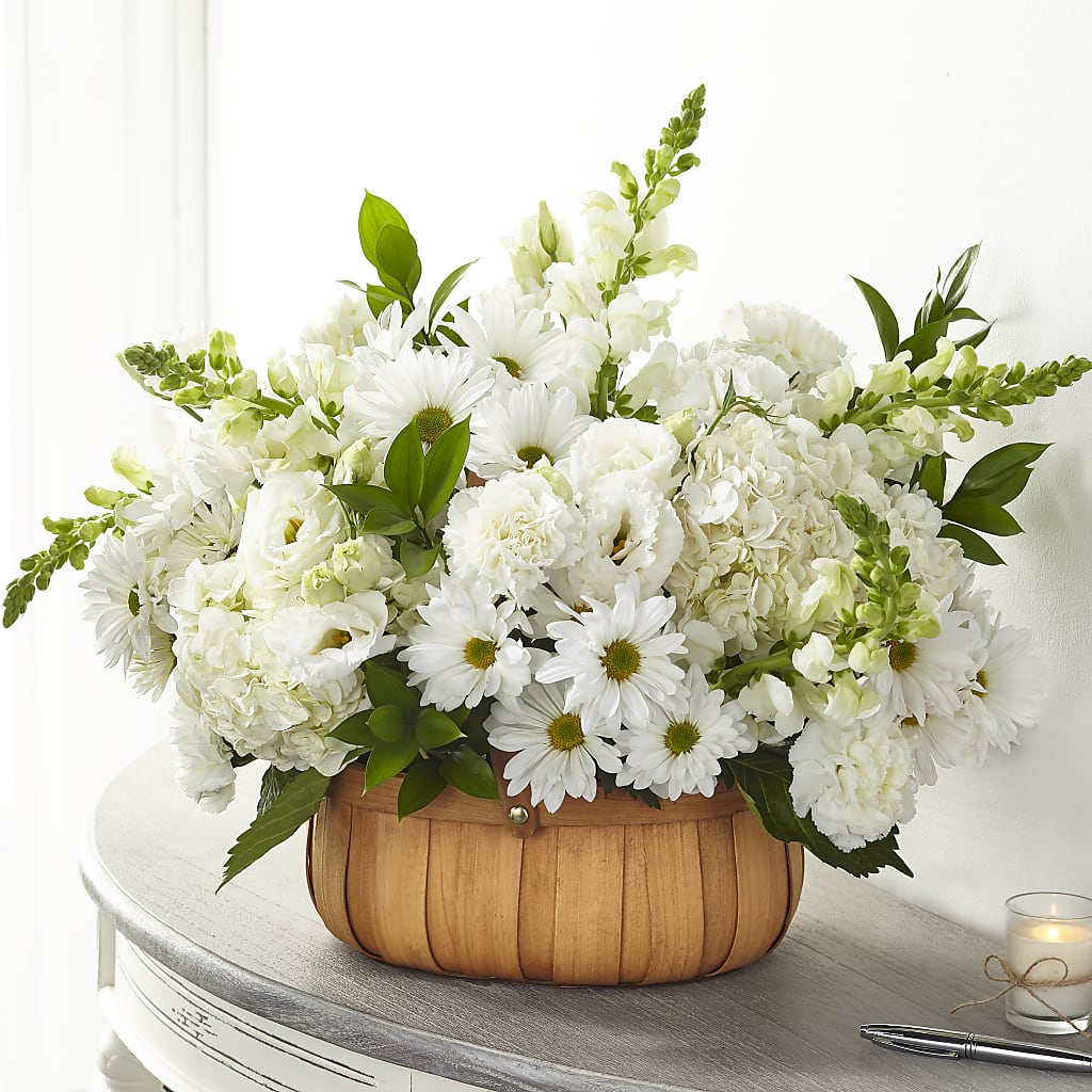 Pure Ivory Basket – Poplar Flower Shop, Terre Haute IN