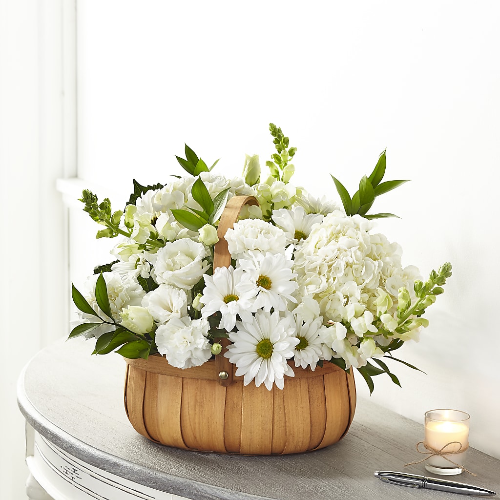 Pure Ivory Basket – Poplar Flower Shop, Terre Haute IN