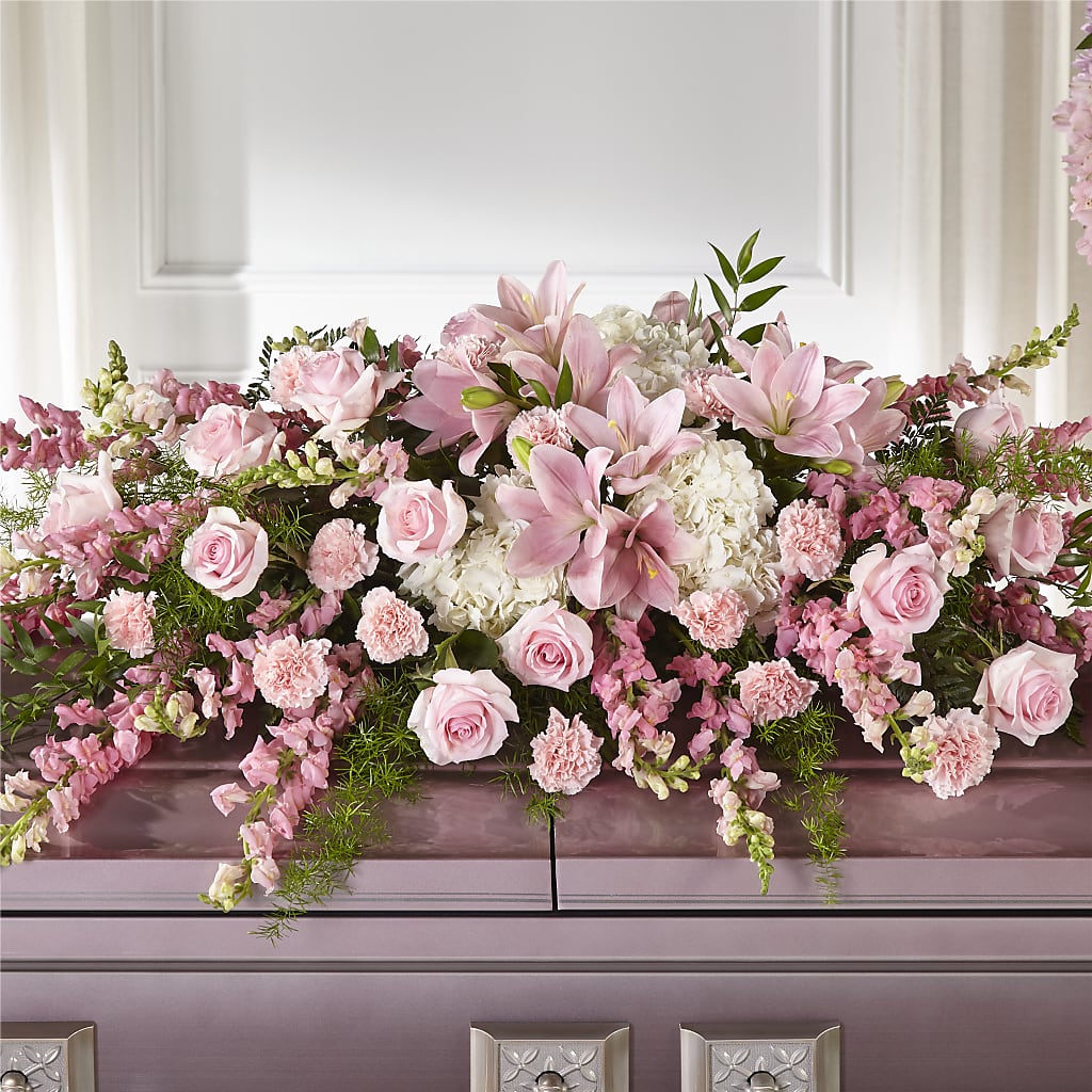Life & Remembrance Casket Spray – Poplar Flower Shop, Terre Haute IN