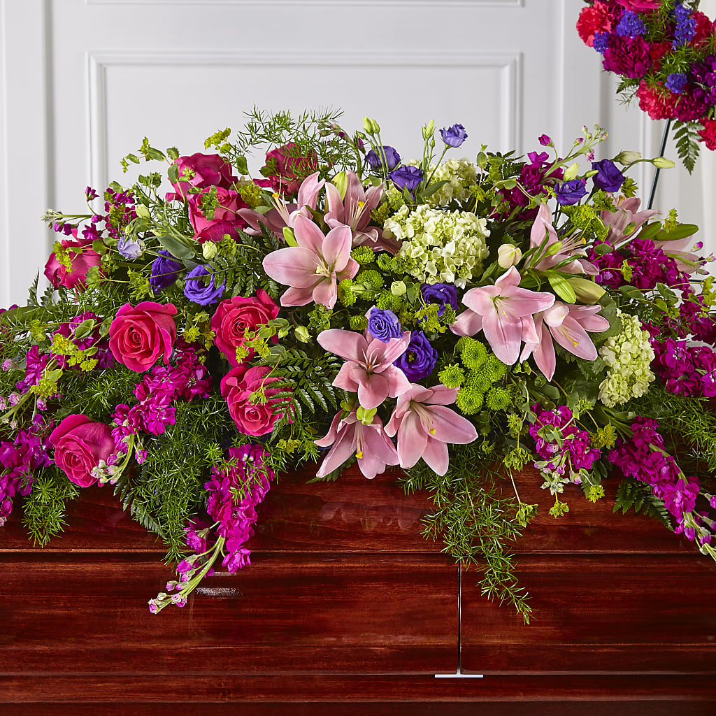 Radiant Tribute Casket Spray – Poplar Flower Shop, Terre Haute IN