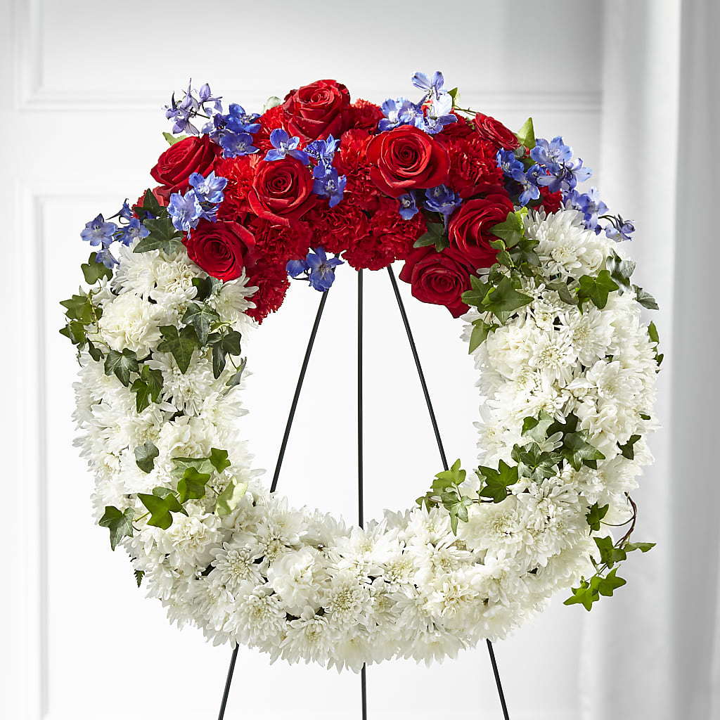 Patriotic Passion Wreath – Poplar Flower Shop, Terre Haute IN