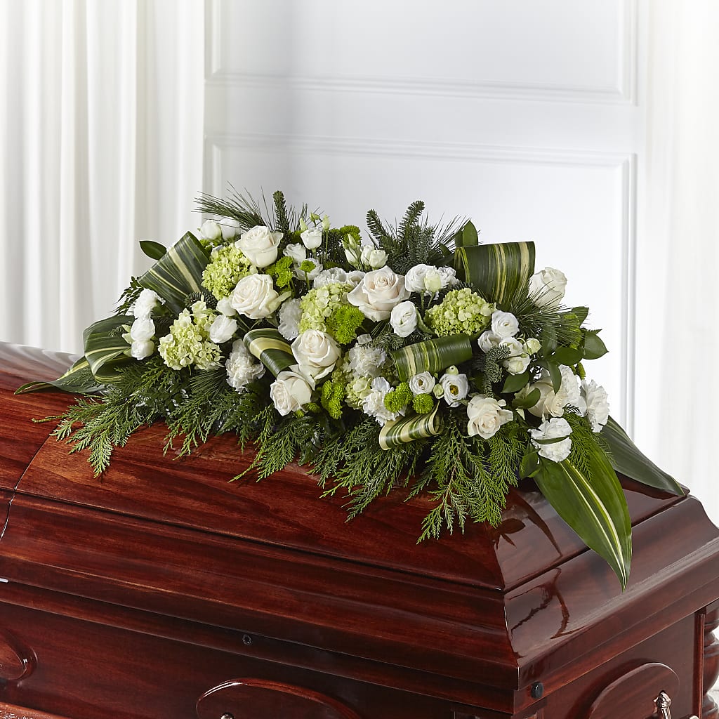 Hopeful Gesture Casket Spray – Poplar Flower Shop, Terre Haute IN