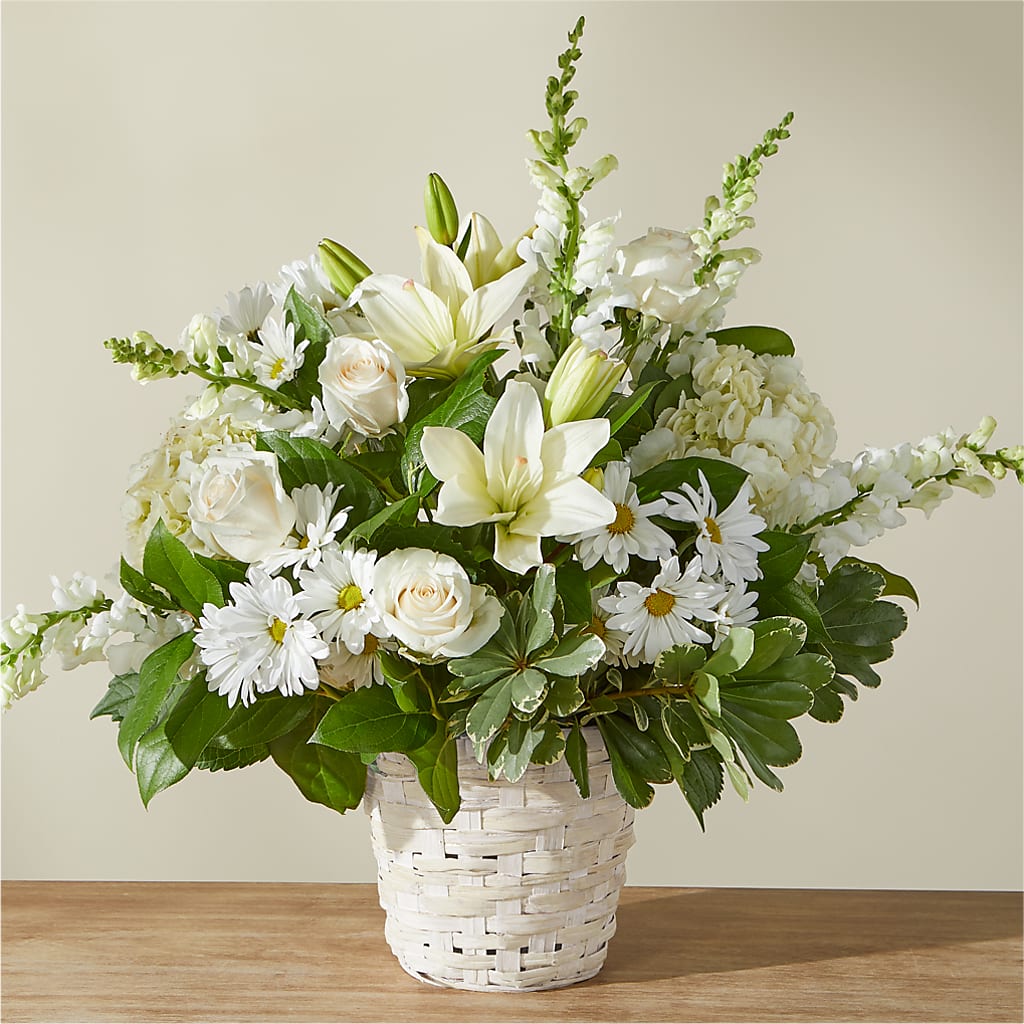 Ivory Elegance Floral Basket – Poplar Flower Shop, Terre Haute IN