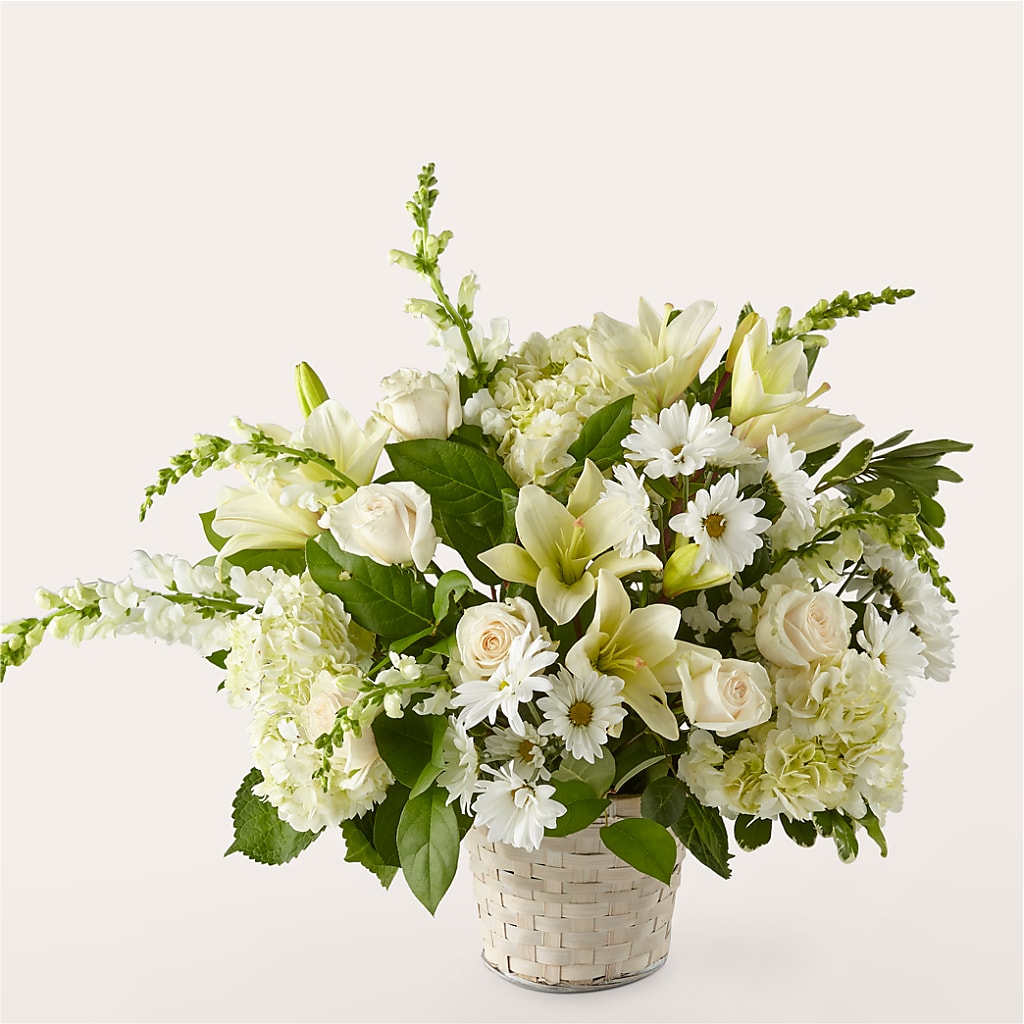 Ivory Elegance Floral Basket – Poplar Flower Shop, Terre Haute IN