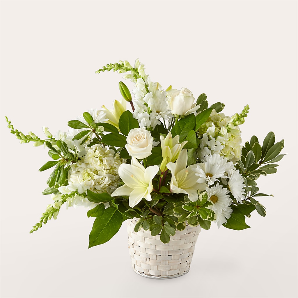 Ivory Elegance Floral Basket – Poplar Flower Shop, Terre Haute IN