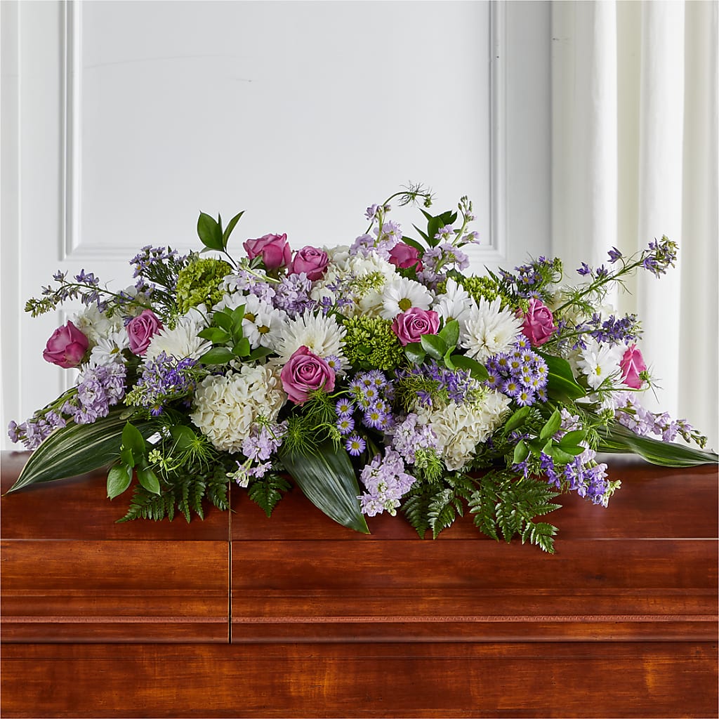 Meadows of Serenity Casket Spray – Poplar Flower Shop, Terre Haute IN
