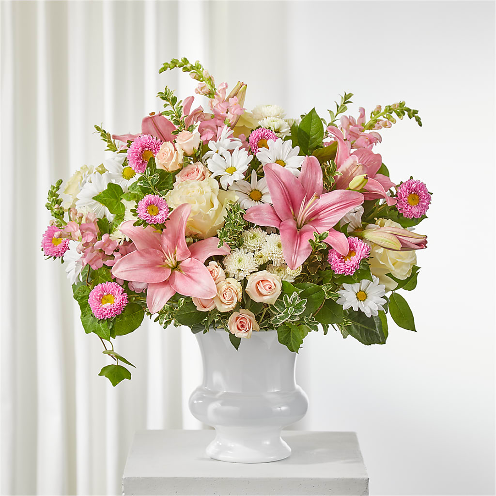 Empathetic Blooms Urn Arrangement – Poplar Flower Shop, Terre Haute IN