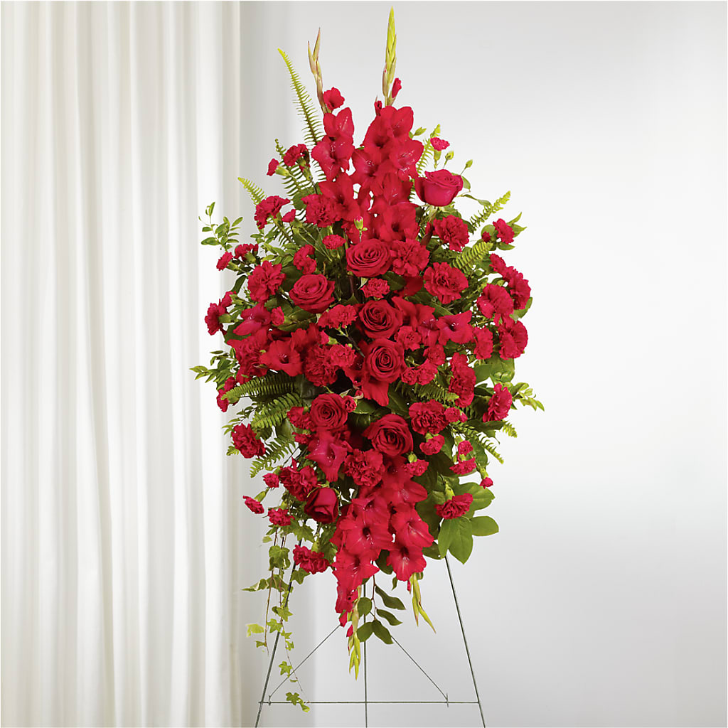 From the Heart Standing Spray – Poplar Flower Shop, Terre Haute IN