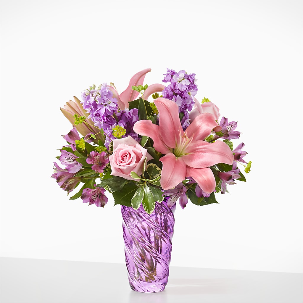 Precious Petals Bouquet with Luxe Swirl Vase – Poplar Flower Shop, Terre Haute IN