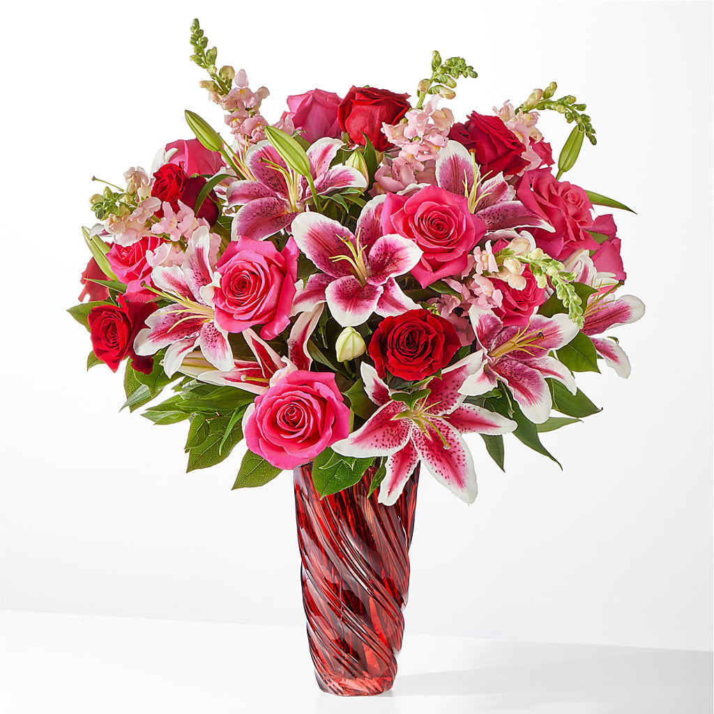 Always You Bouquet with Luxe Swirl Vase – Poplar Flower Shop, Terre Haute IN
