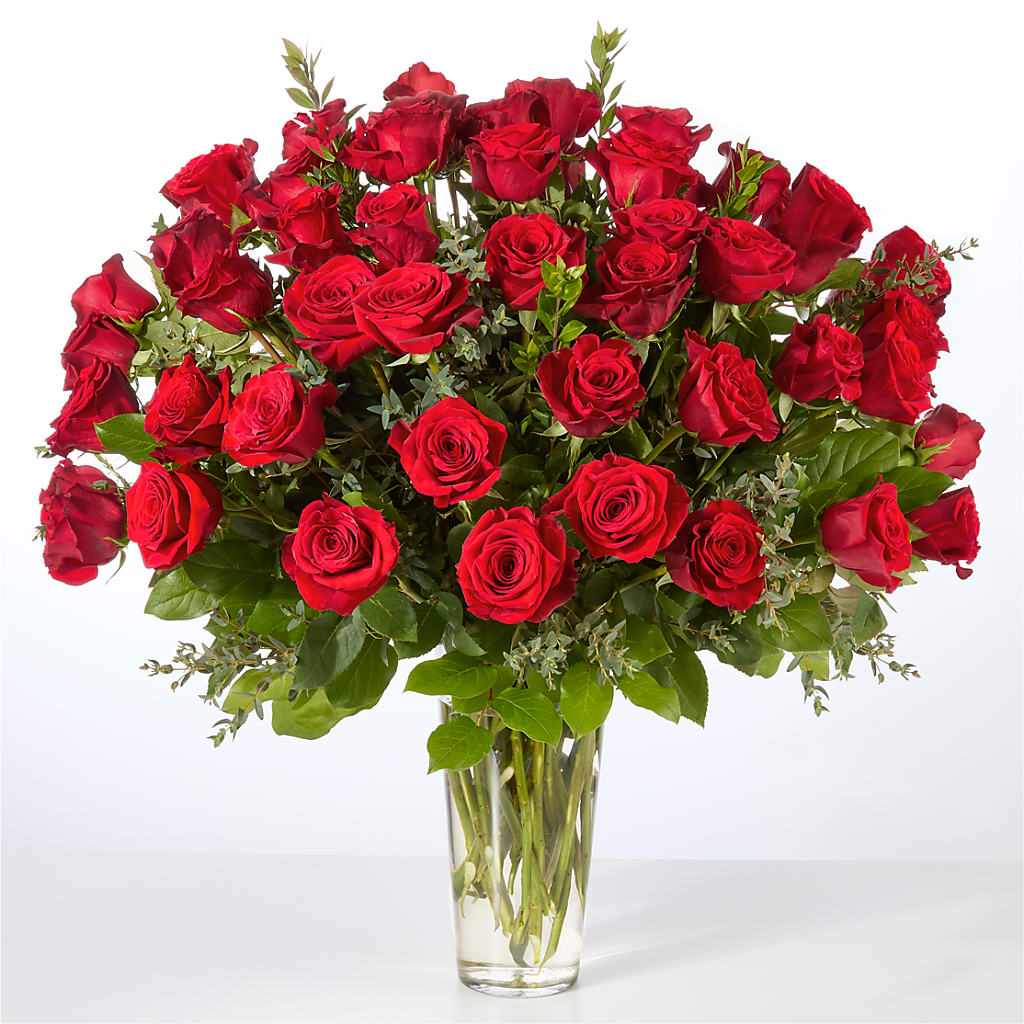 Forever Yours Fifty Stem Red Rose Bouquet – Poplar Flower Shop, Terre Haute IN