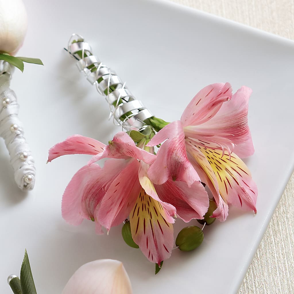 Pink Peruvian Lily Boutonniere – Poplar Flower Shop, Terre Haute IN