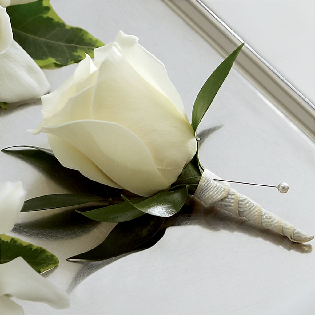White Rose Boutonniere – Poplar Flower Shop, Terre Haute IN