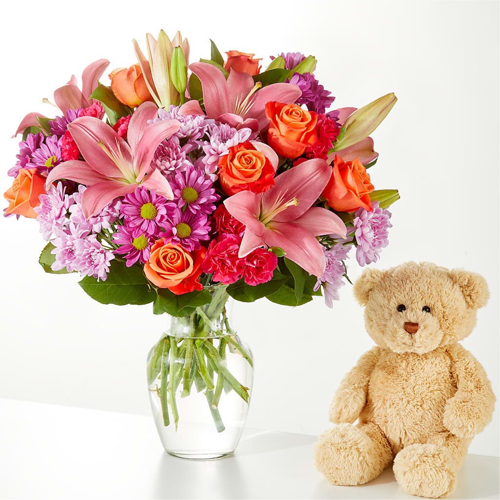 One and Only Bouquet and Bear Bundle –  Poplar Flower Shop, Terre Haute IN