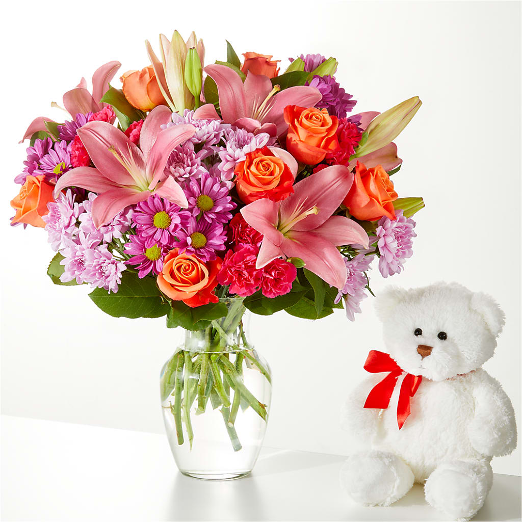 One and Only Bouquet and Bear Bundle –  Poplar Flower Shop, Terre Haute IN