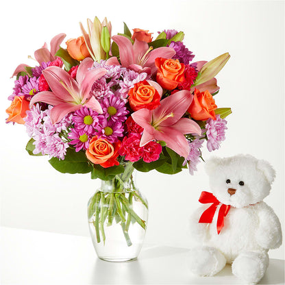 One and Only Bouquet and Bear Bundle –  Poplar Flower Shop, Terre Haute IN