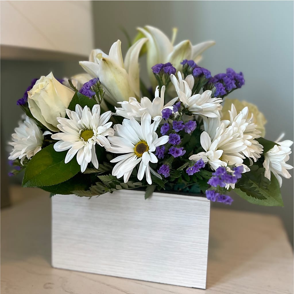 Beyond Blue Box Bouquet –  Poplar Flower Shop, Terre Haute IN