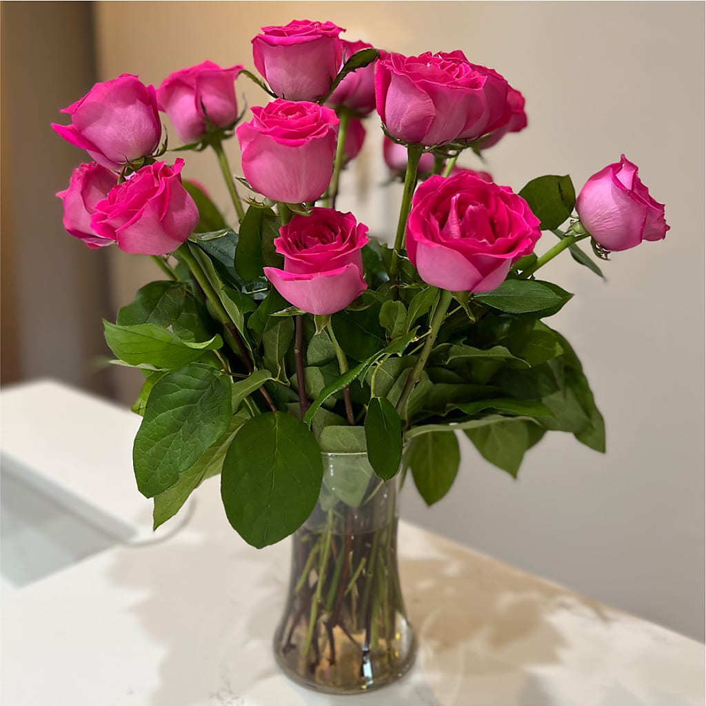 Long Stem Pink Rose Bouquet –  Poplar Flower Shop, Terre Haute IN
