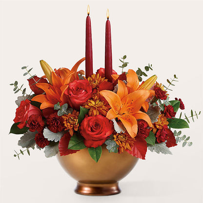 Fruits of Fall Centerpiece –  Poplar Flower Shop, Terre Haute IN