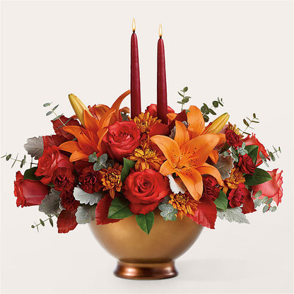 Fruits of Fall Centerpiece –  Poplar Flower Shop, Terre Haute IN