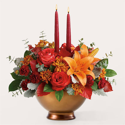 Fruits of Fall Centerpiece –  Poplar Flower Shop, Terre Haute IN