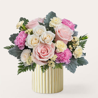 Blissful Moments Bouquet with Ivory Vase –  Poplar Flower Shop, Terre Haute IN