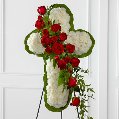 Floral Cross Easel –  Poplar Flower Shop, Terre Haute IN