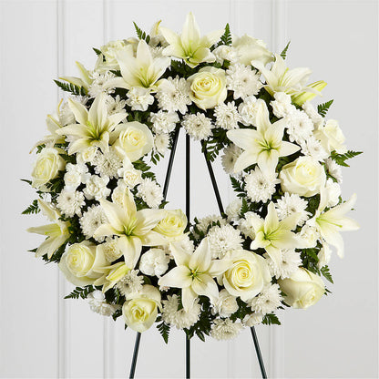 Treasured Tribute Wreath –  Poplar Flower Shop, Terre Haute IN