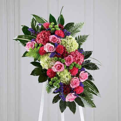 Refreshing Mix Standing Spray –  Poplar Flower Shop, Terre Haute IN