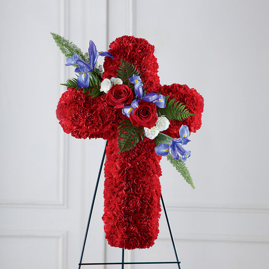 Faithful Hero Floral Cross –  Poplar Flower Shop, Terre Haute IN