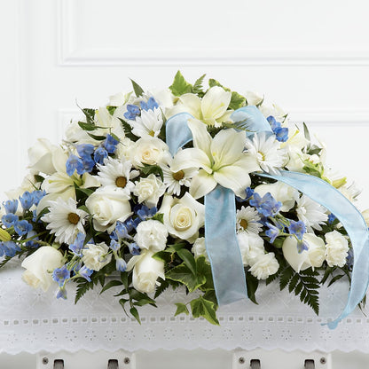 Tender Treasure Casket Spray –  Poplar Flower Shop, Terre Haute IN