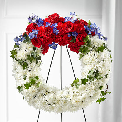 Patriotic Passion Wreath –  Poplar Flower Shop, Terre Haute IN