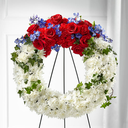 Patriotic Passion Wreath –  Poplar Flower Shop, Terre Haute IN