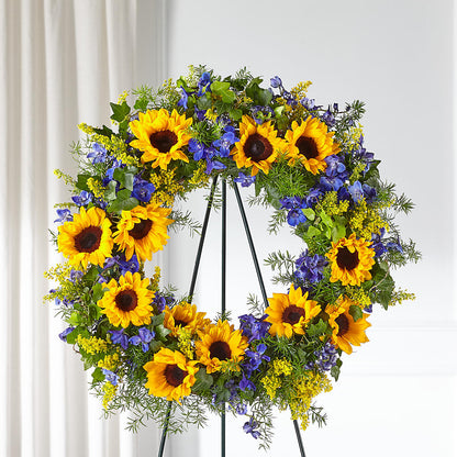 Bright Rays Wreath –  Poplar Flower Shop, Terre Haute IN