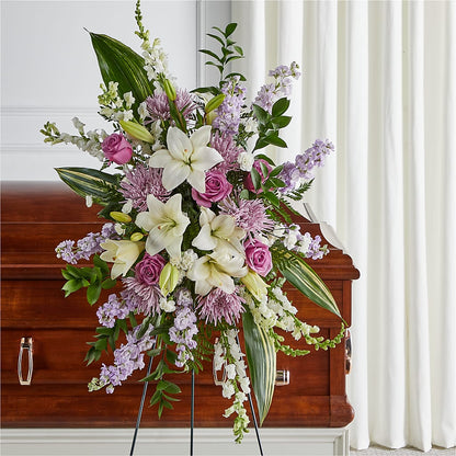 Grateful Hearts Standing Spray –  Poplar Flower Shop, Terre Haute IN