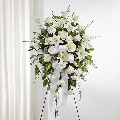 With Care Standing Spray –  Poplar Flower Shop, Terre Haute IN
