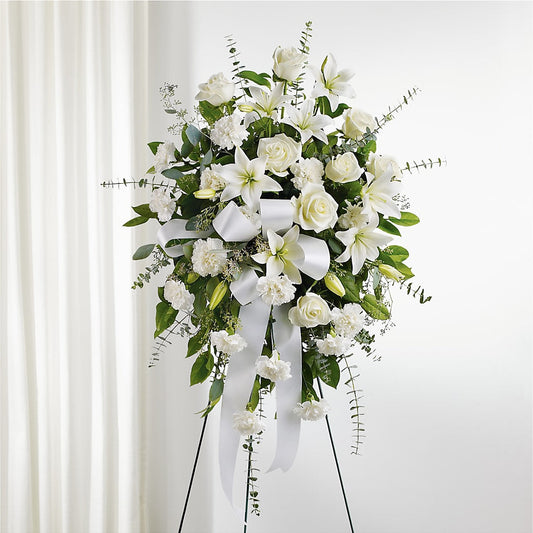 With Care Standing Spray –  Poplar Flower Shop, Terre Haute IN