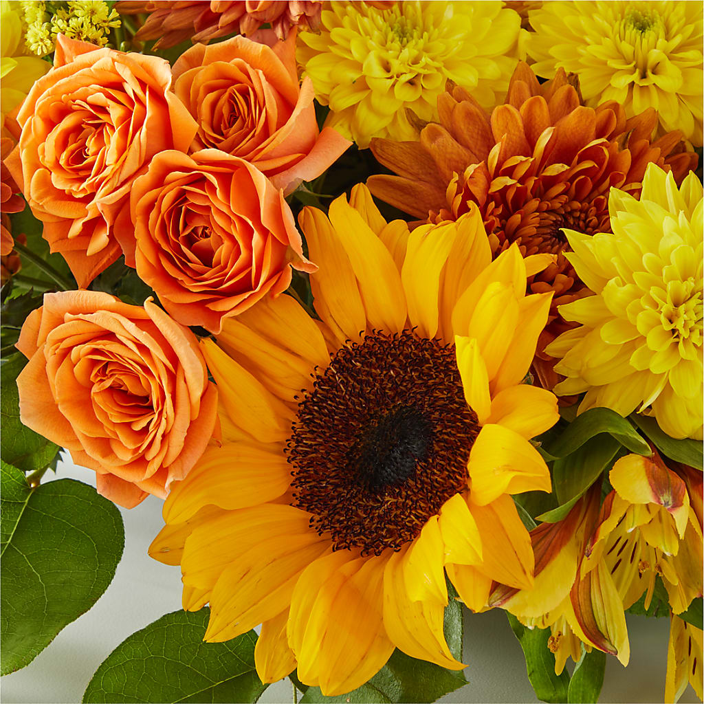 Autumn Harmony Centerpiece –  Poplar Flower Shop, Terre Haute IN