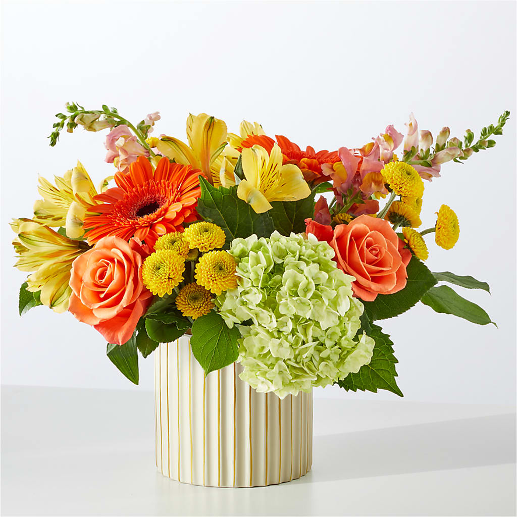 Autumn Sunshine Bouquet with Ivory Vase –  Poplar Flower Shop, Terre Haute IN